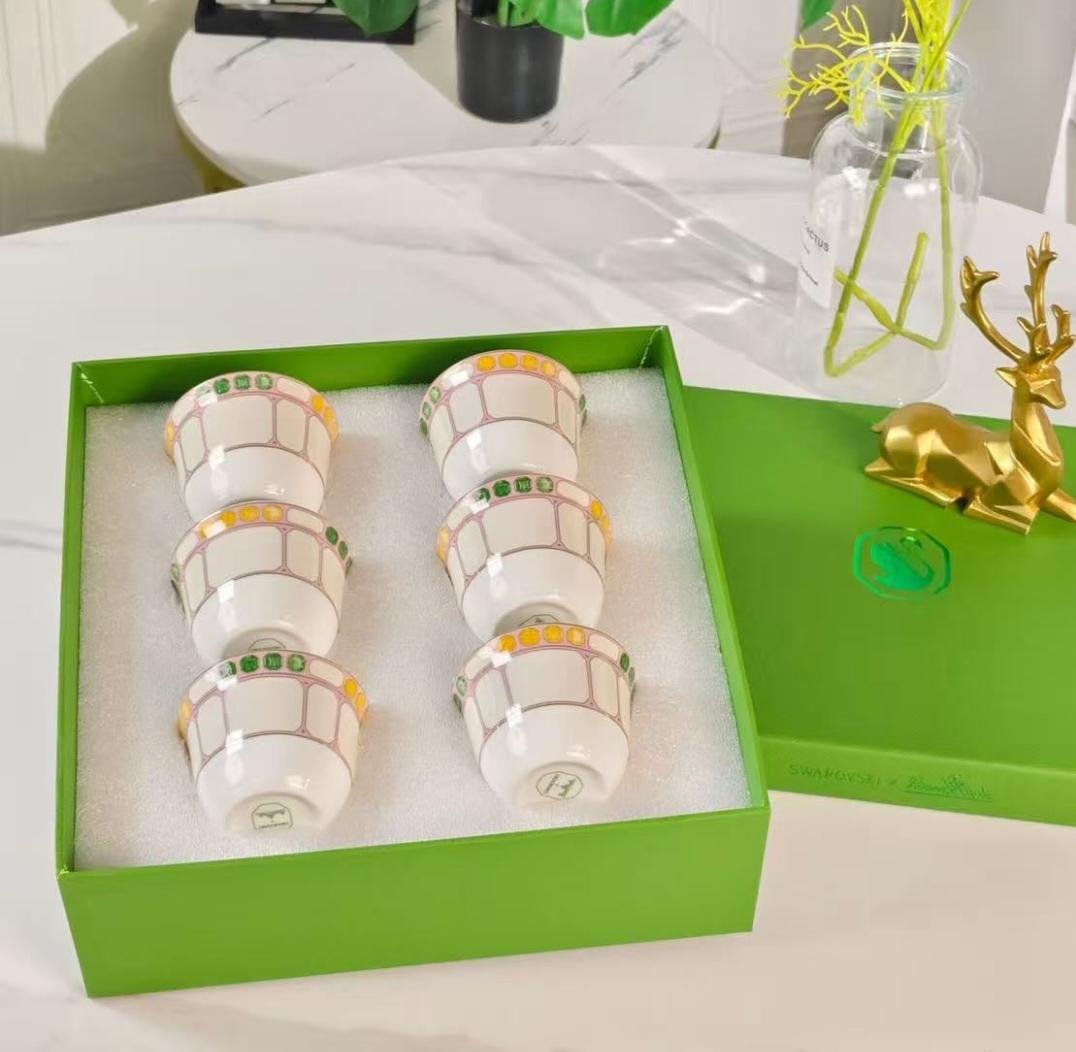 Swarovski x Rosenthal Signum Fern six Arabic coffee cups set, marshmallow color